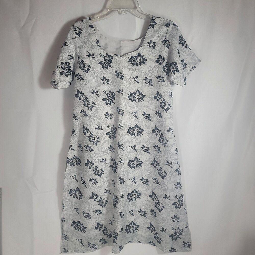 Handmade Artisinal Bohemian Floral Tunic Top Or Dress Short Sleeve White Black M - Picture 9 of 9